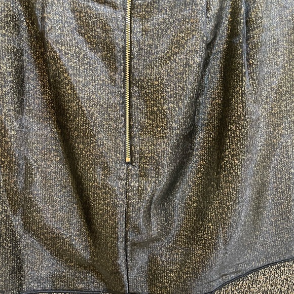 Gold & black tweed skirt with black mesh over lay. Loft - Picture 3 of 4
